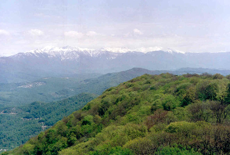 Вид на Кавказские горы с горы Малый Ахун в Хосте - места, посещаемого почти всеми гостями города Сочи