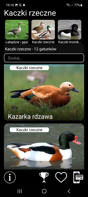Aplikacja Mobilna Wabik na ptaki Europy: pieЕ›ni, Е›piewy, gЕ‚osy ptakГіw - grupy systematyczne, regionalne i ekologiczne