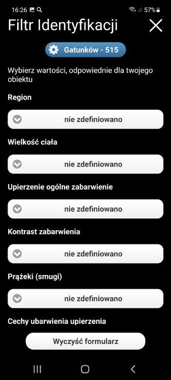 Aplikacja Mobilna Ptaki Europy PRO: wyznacznik-identyfikator terenowy, zdjД™cia, gЕ‚osy - Ekran filtra identyfikacyjnego