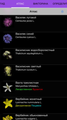 Полевой атлас-определитель травянистых растений (цветов) для iPhone и iPad от Apple - атлас