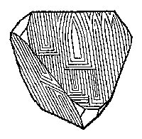 Тетраэдрический кристалл халькопирита с характерной штриховкой