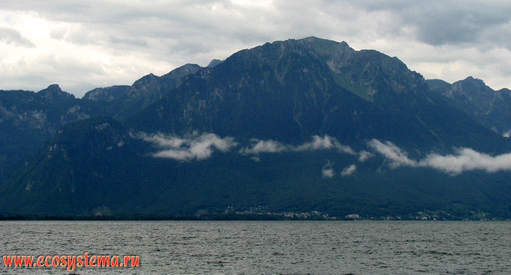 Берега Женевского озера и отроги Западных Альп (высоты вершин ок. 1700 м н.у.м.), Швейцария