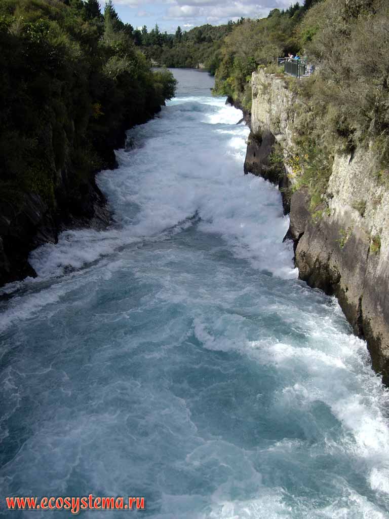 Река Вайкато (Waikato River), вытекающая из озера, проходит через узкое ущелье
(регион Бей-оф-Пленти, округ Таупо, север острова)