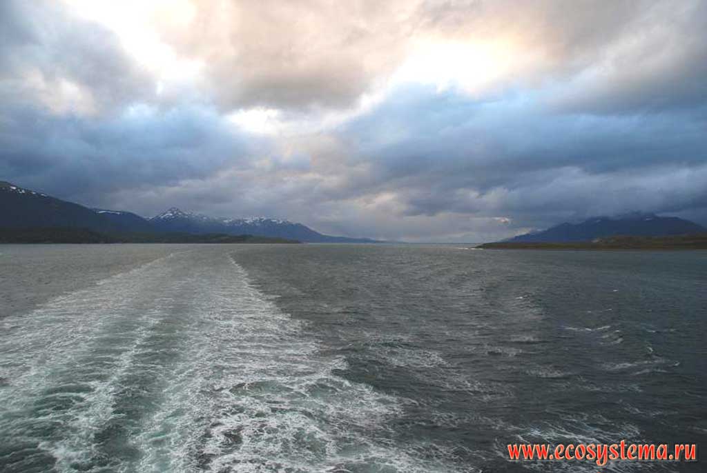 The Beagle Channel - the strait separating Tierra del Fuego Archipelago and South America continent. Argentina, South America