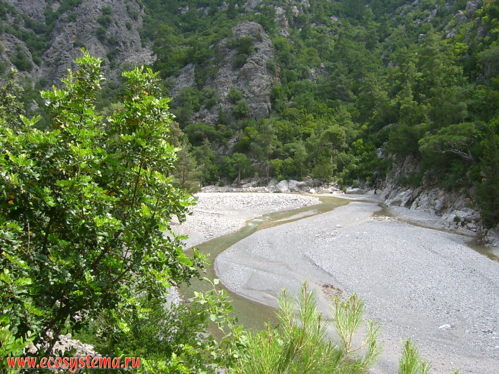 Долина реки Гёйнюк (каньон Гейнюк), с аллювиальными отложениями по сторонам русла