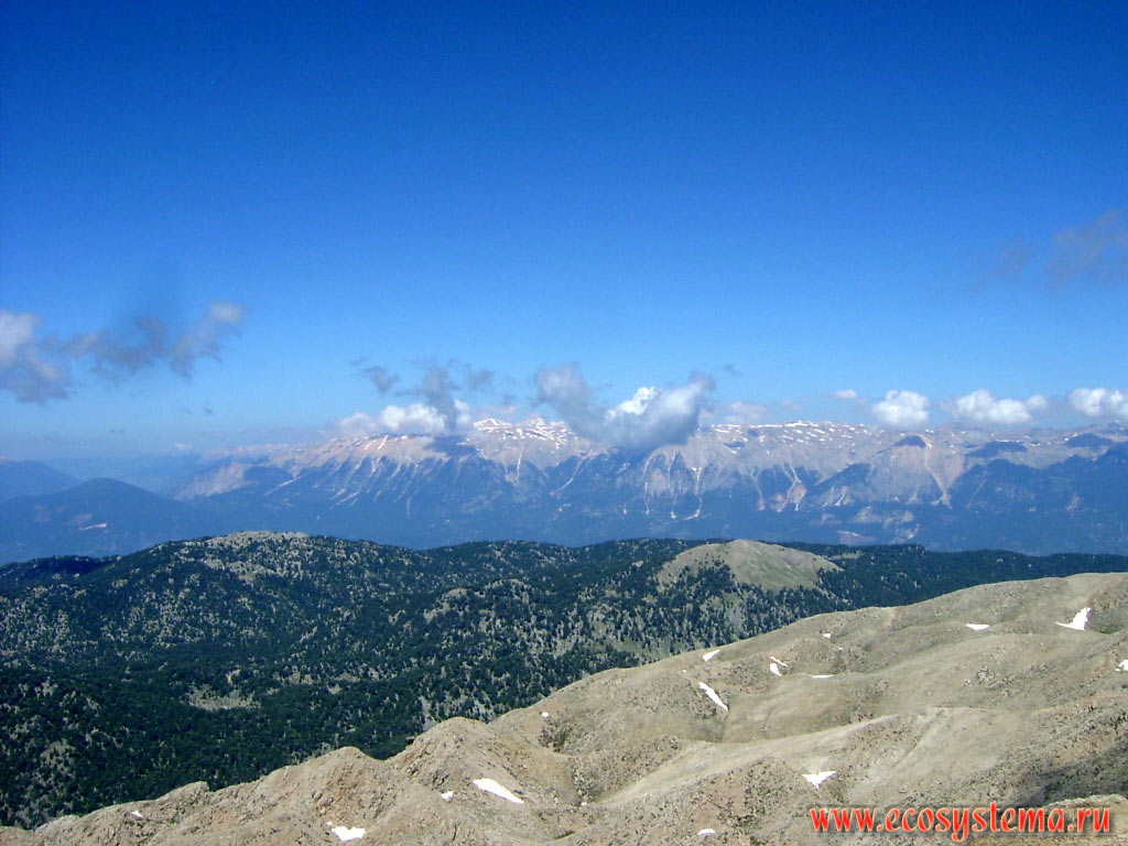 The view of the Beydaglari ranges, a part of the Western Taurus mountains. View from the top of the Tahtali Dag, or Lycian Olympus