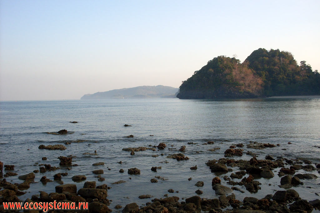 Molae Bay (Ao Molae) during low tide on the coast of the Malacca Strait of Andaman Sea