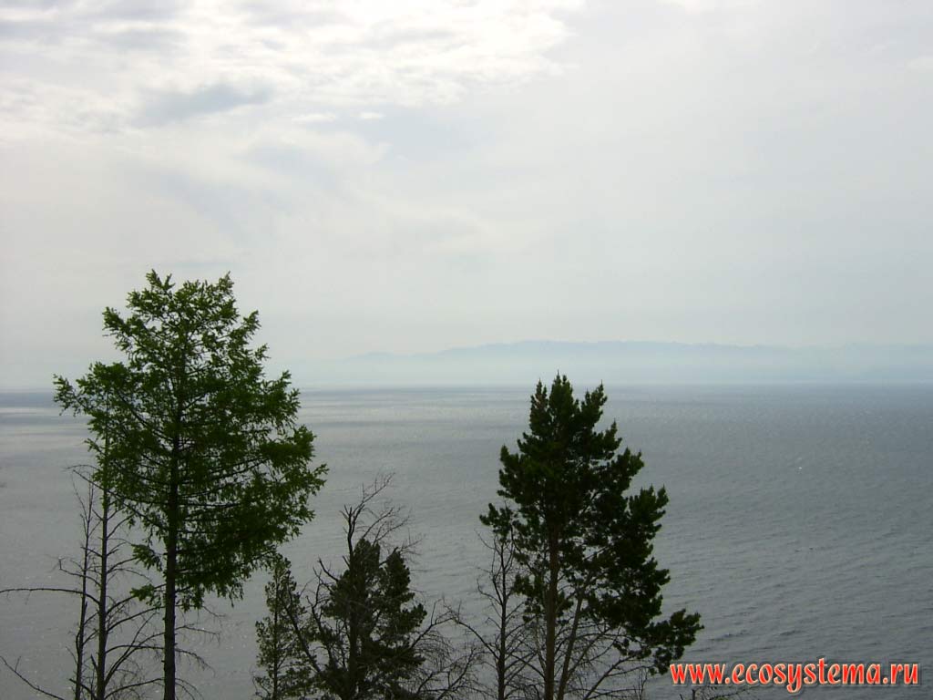 View to the southern part of the Baikal Lake from Listvennichniy (Larch) cape (Hamar-Daban Ridge on the opposite bank)