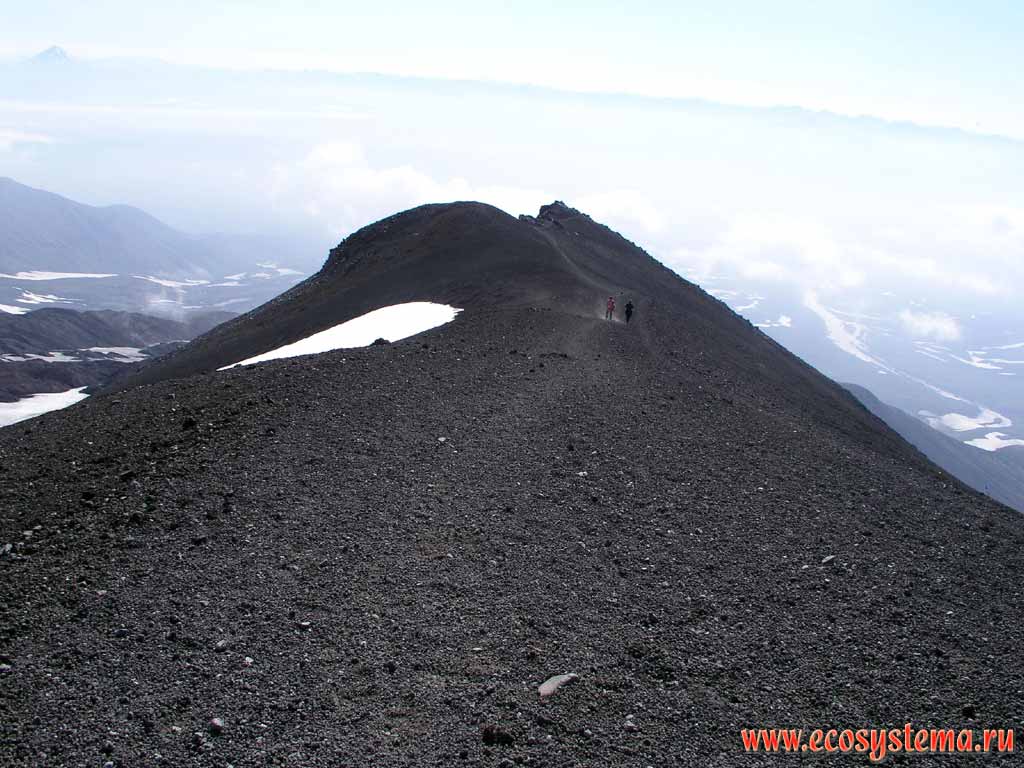 Avachinsky volcano slope. View to the side local cone in the volcano atrio
(depression between the collar, or somma, or old cone, and new cone