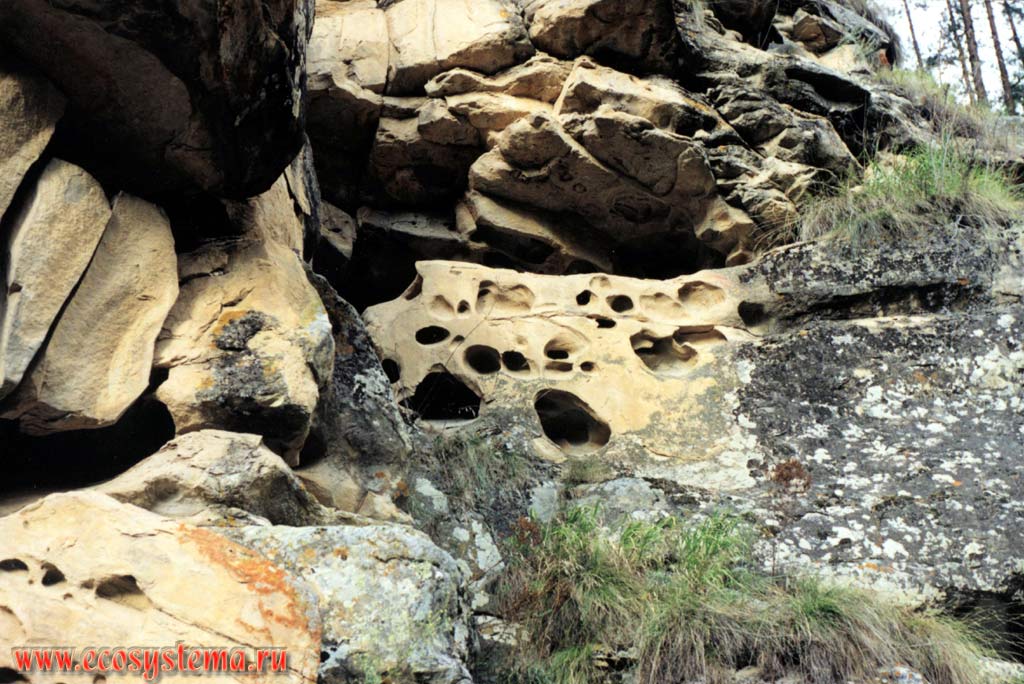 The result of water erosion in the limestone
