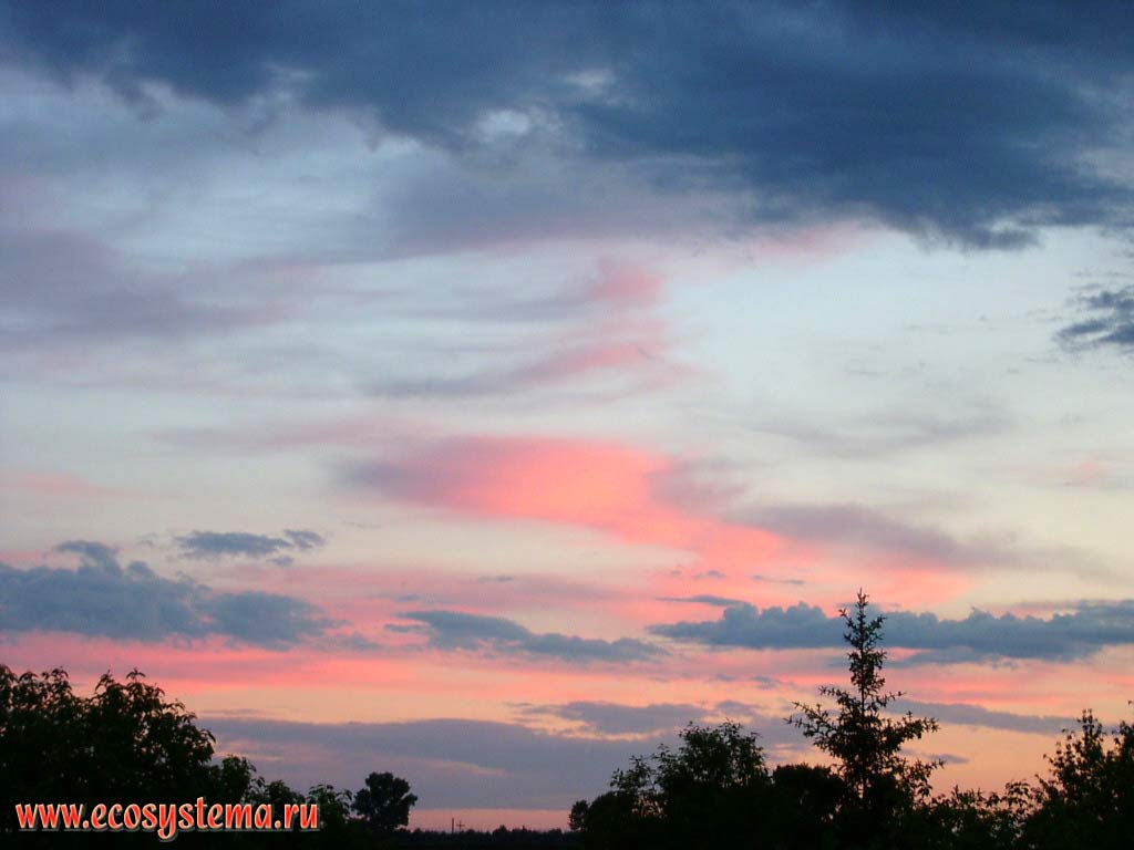 Sunset in Ermakovskoye town.
