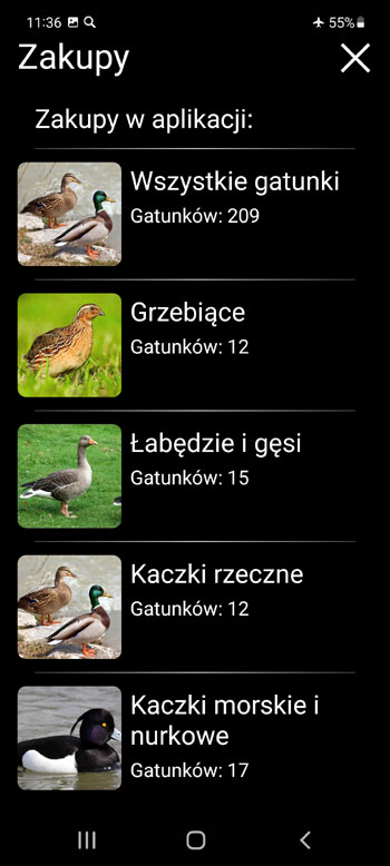 Aplikacja Mobilna Wabik na ptaki Europy: pieЕ›ni, Е›piewy, gЕ‚osy ptakГіw - Ekran zakupu w aplikacji