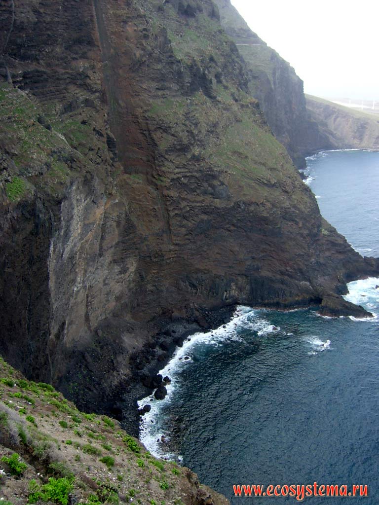 Приморские клифы — обнажения горных пород и прибойная полоса
по дороге на мыс Тено (Punta de Teno)(северо-запад острова)
