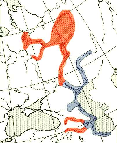Минога каспийская — Caspiomyzon wagneri: карта ареала (область распространения)