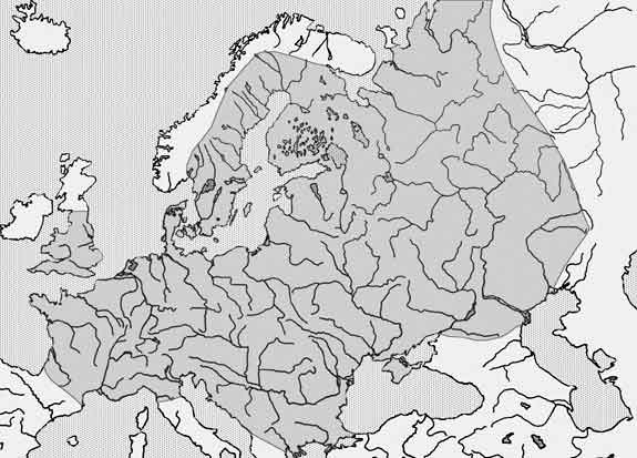 Подкаменщик обыкновенный — Cottus gobio: карта ареала (область распространения)