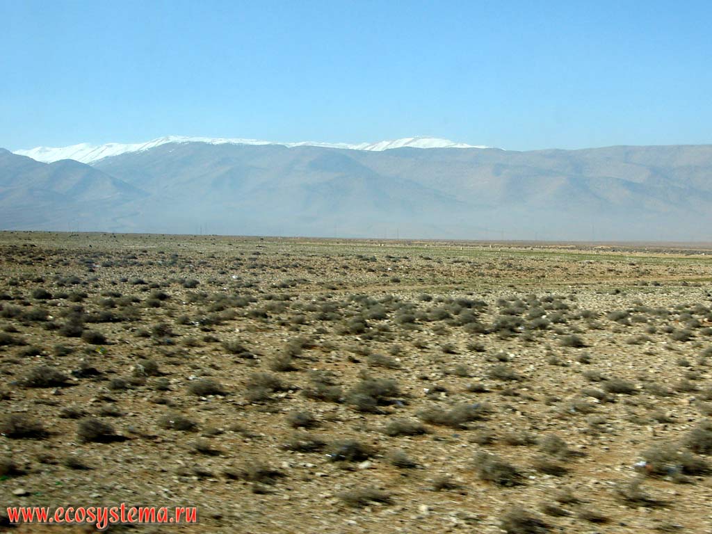 The Bekaa Valley - the graben in the Arabian groove zone between Lebanon (far away on the picture) and Anti-Lebanon Ranges.
Asian Mediterranean (Levant), Lebanon